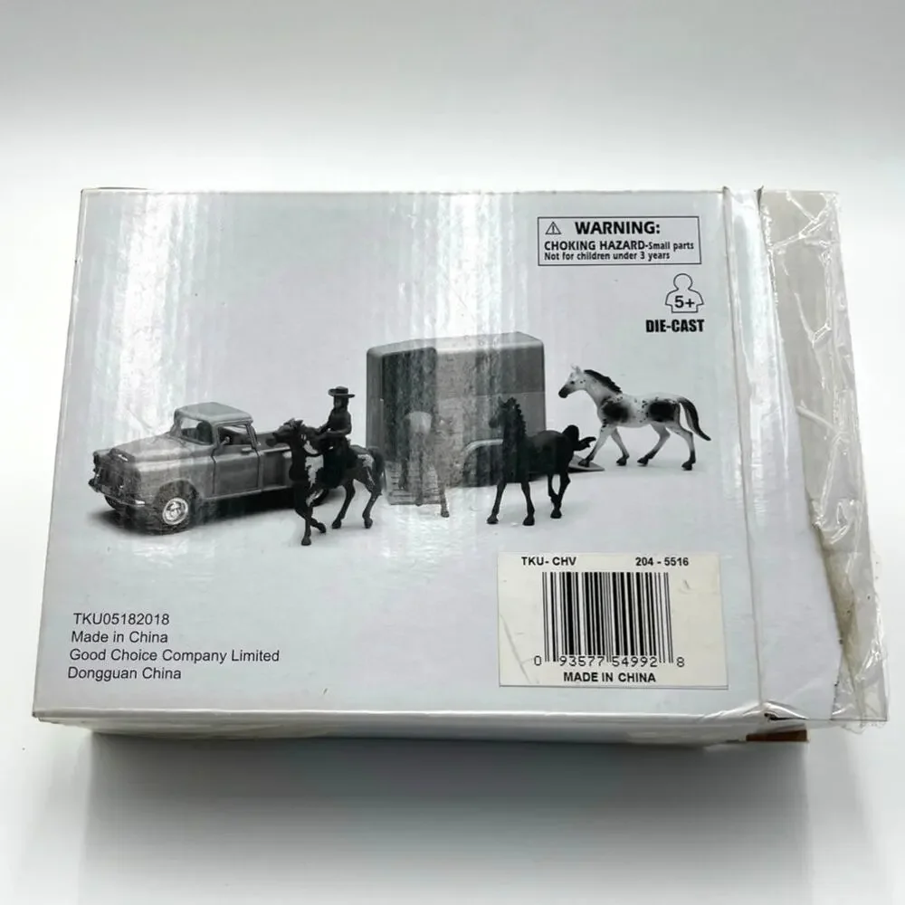 New Ray Country Life 1/32 Diecast 1955 Chevy 3100 Stepside Truck & Horse Trailer